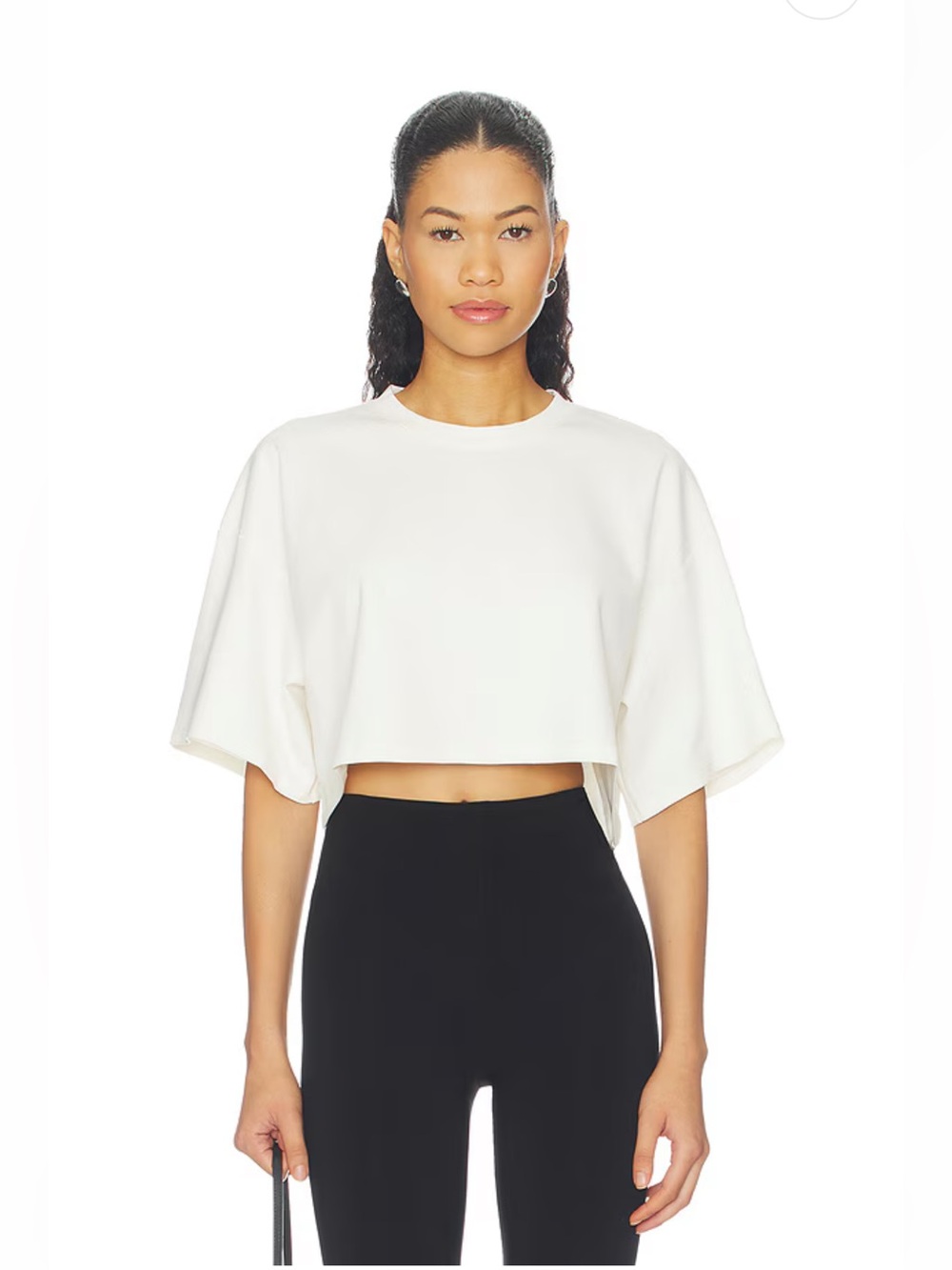 Ripley Rader Women's Ponte Knit Crop Top Short Sleeves in White Size XS